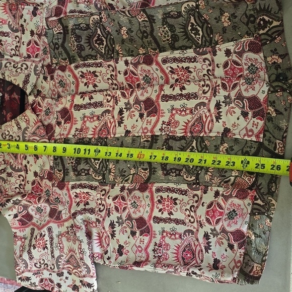 Citron Button Blazer Jacket Asian Silk Blend 1X Red - Picture 10 of 10